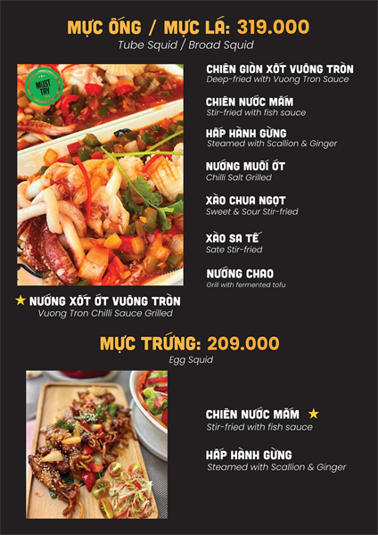 Menu Nhà hàng hải sản cơm niêu Vuông Tròn18